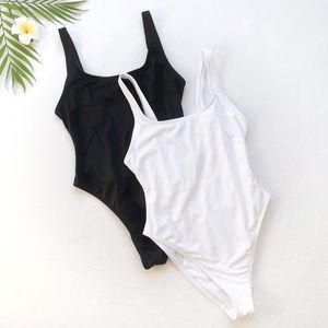 ASOS Recycled Scoop Front High Leg One Piece Swimsuit 2-Pack Black/White Size 6